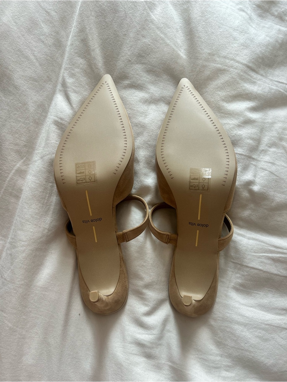Dolce Vita Size 12 Pointed-Toe Tan Suede Heeled Mules - Picture 2 of 5